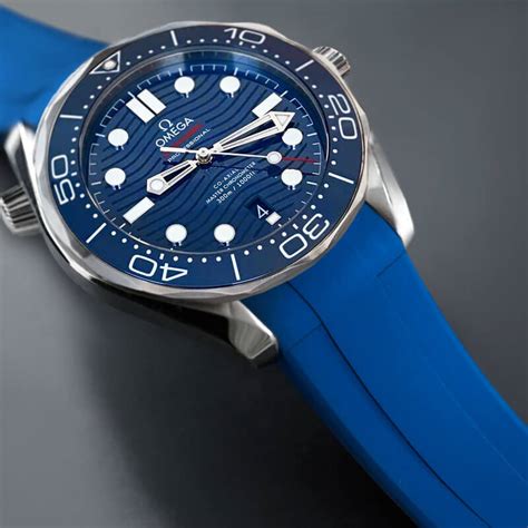 omega watch blue strap|omega aftermarket straps.